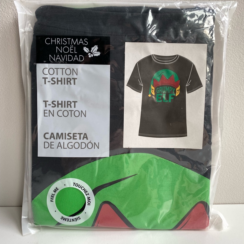 New! Grumpy Elf Black Christmas Funny Holiday T-Shirt Stocking Stuffer Gift M - Picture 3 of 3